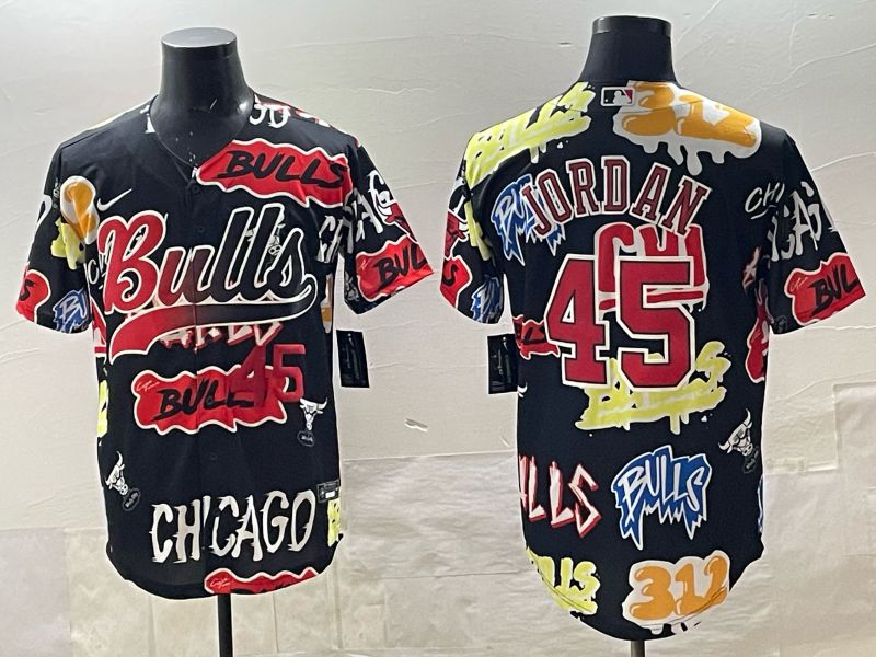 Men Chicago Bulls Nike 45 Jordan black NBA 2025 Jersey style 03